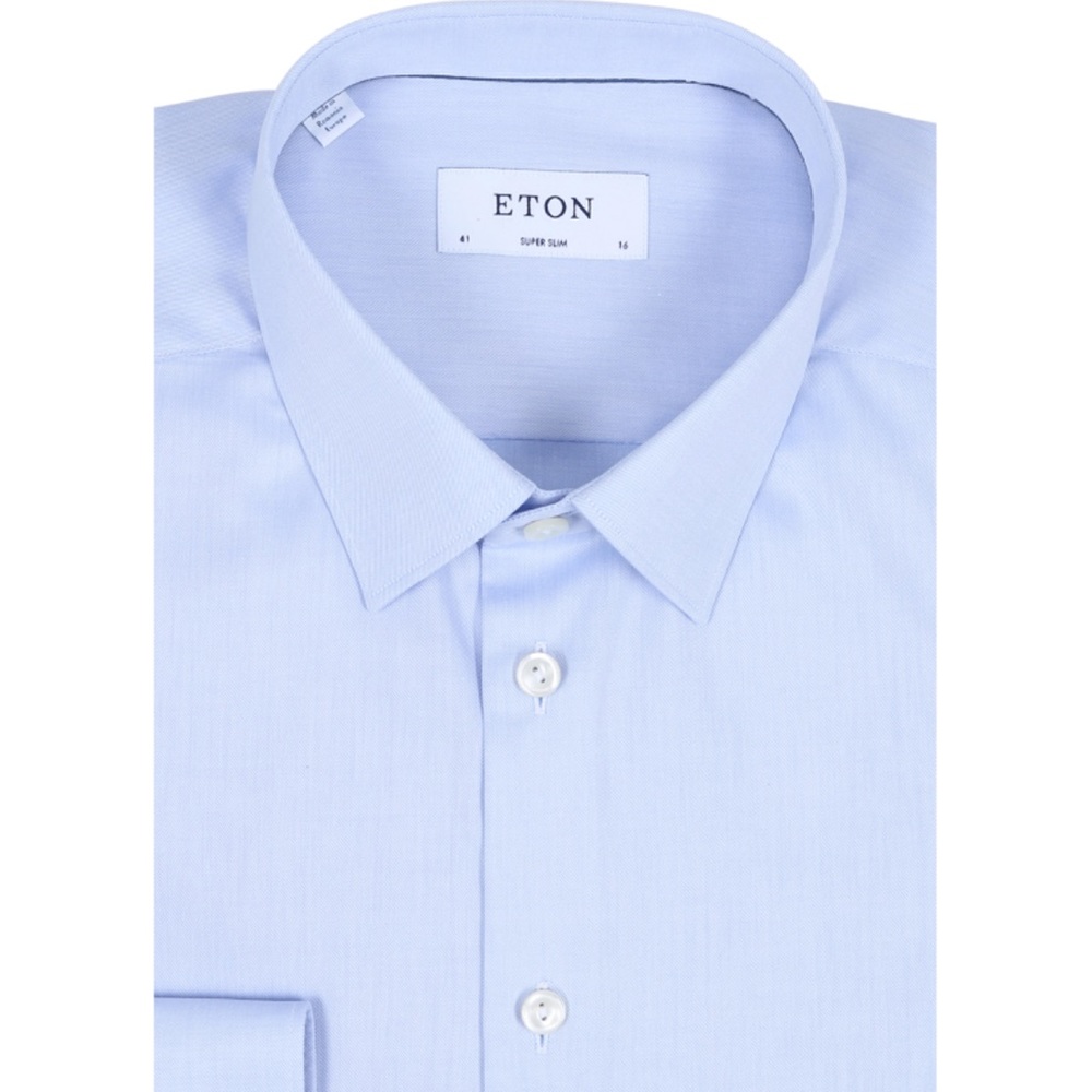 ETON Super Slim Fit Spread Collar Shirt in Blue Size 39/15 1/2 $245